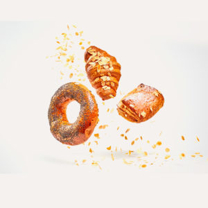 Set of 3 croissants for breakfast