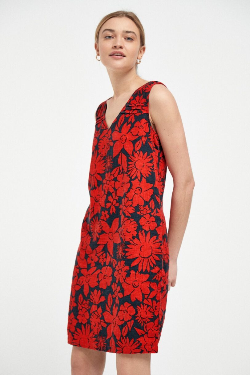 Red floral dress