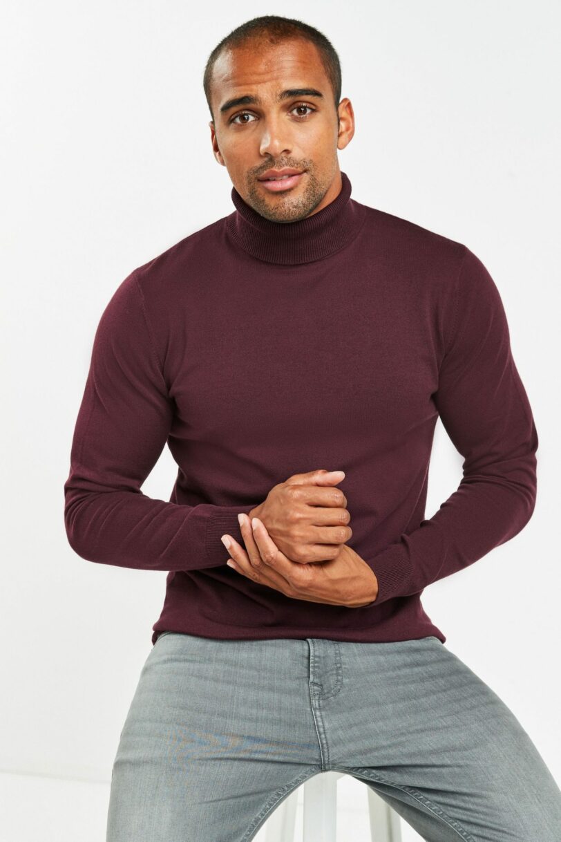 Dark red cotton shirt for man