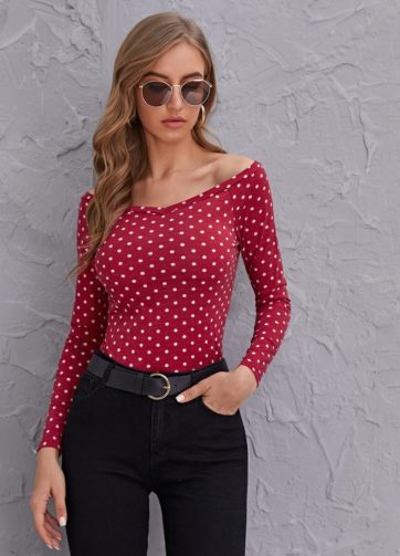 Dark red dots shirt