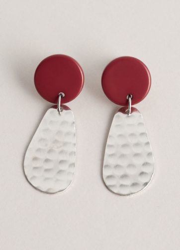 Red silver earrings