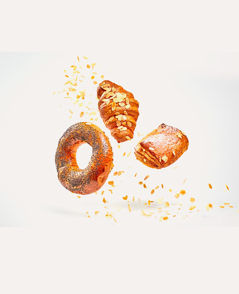 Set of 3 croissants for breakfast