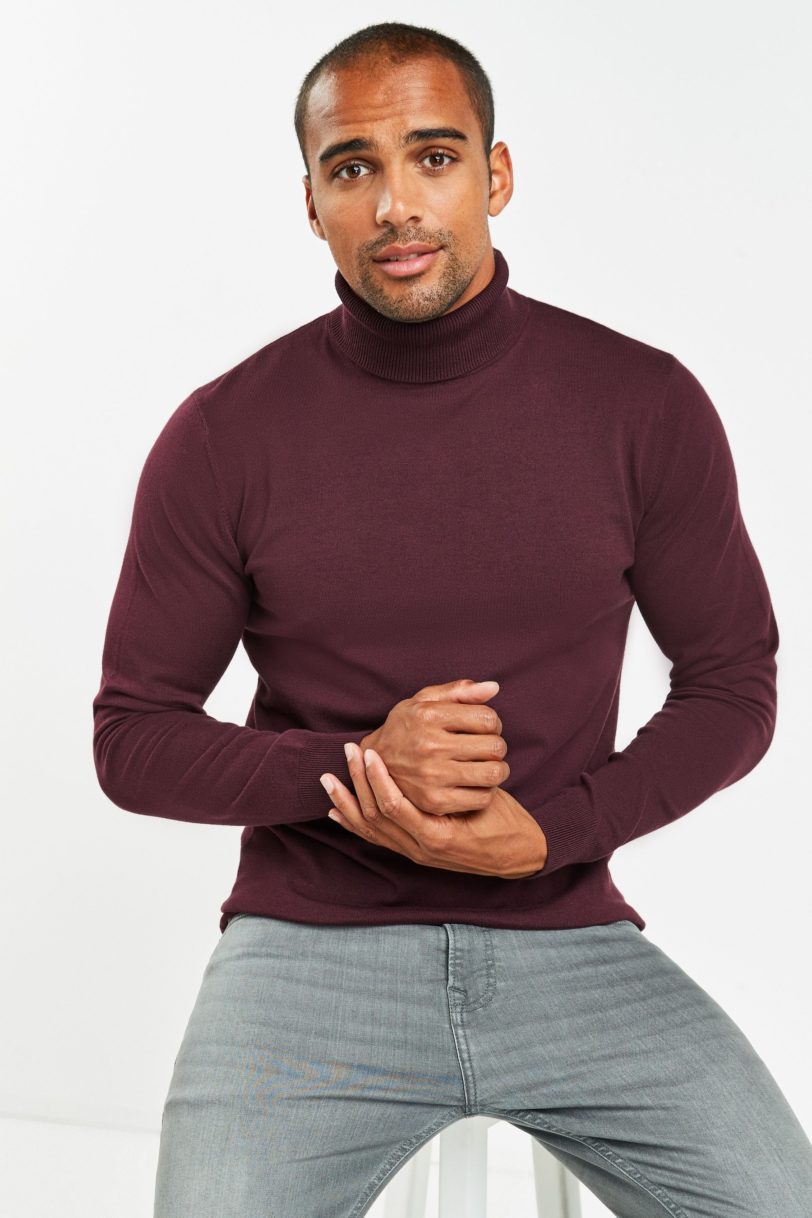 Dark red cotton shirt for man