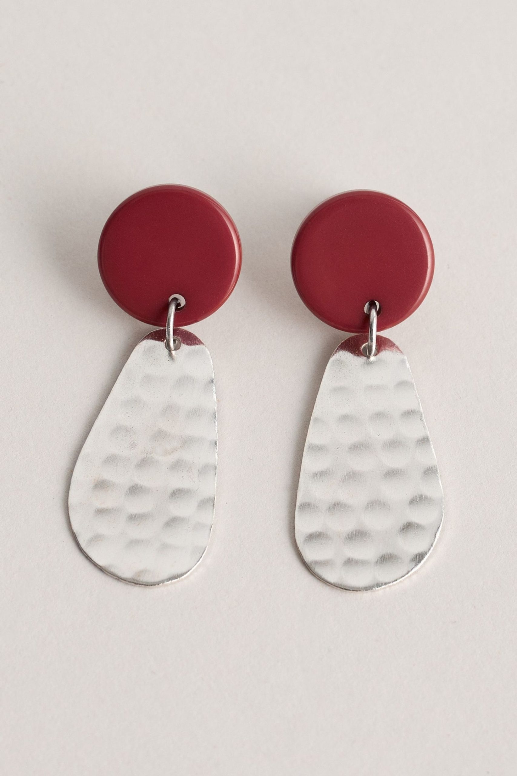 Red silver earrings
